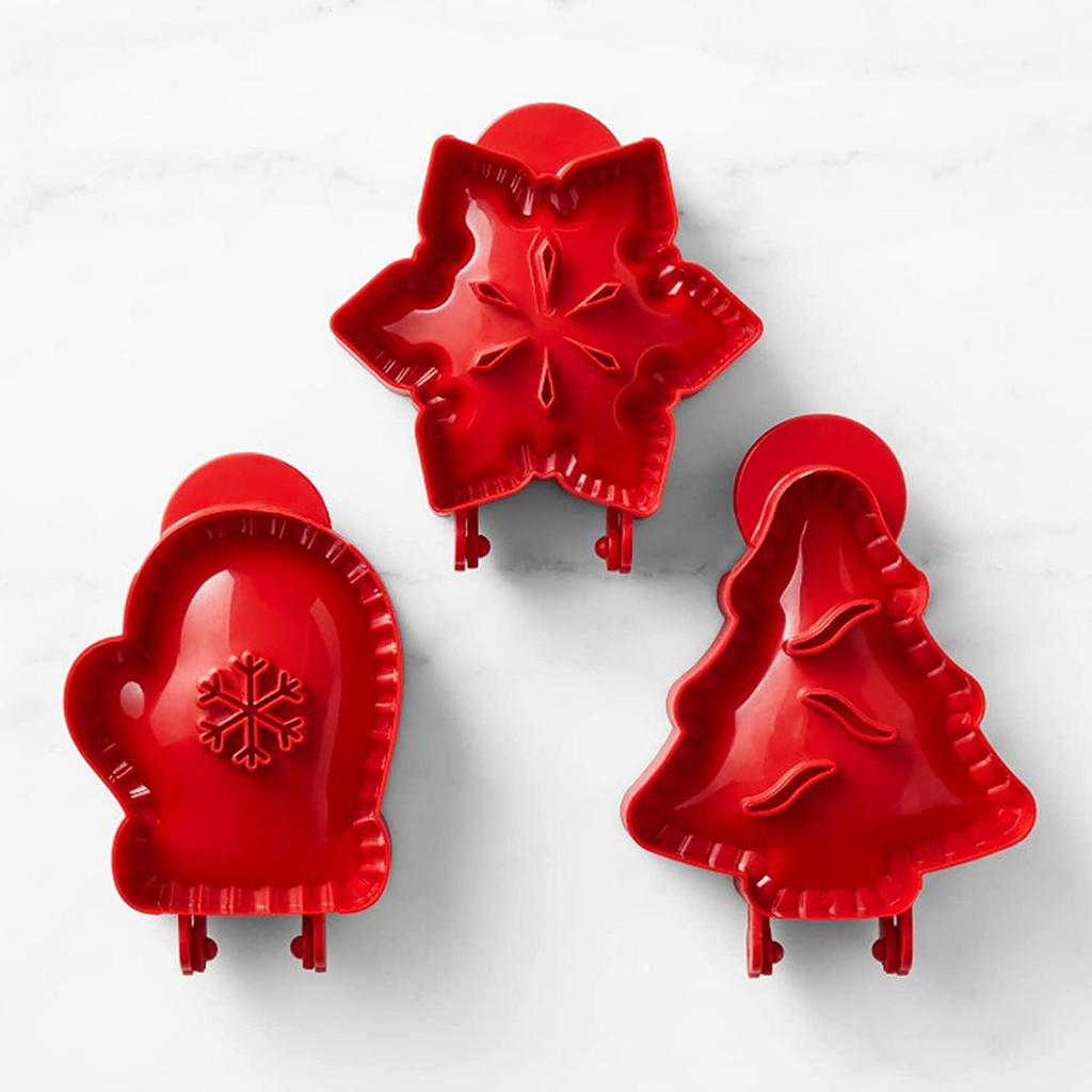3Pcs Xmas 3D Cookie Mould Cookie Cutter Sets Holiday Gift Dishwasher Safe Plastic