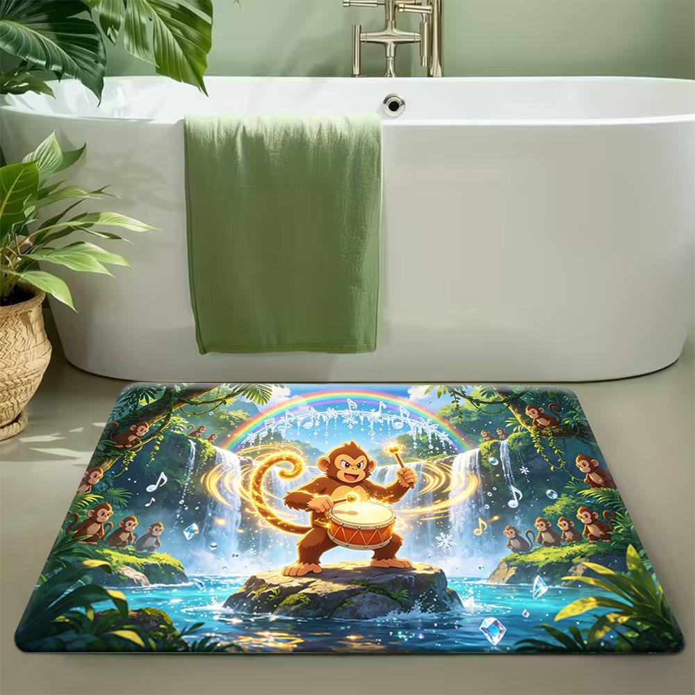 Pokemon Pikachu Colorful Particles Art Print Non-Slip Doormat, Absorbent Floor Mat for Home Decor