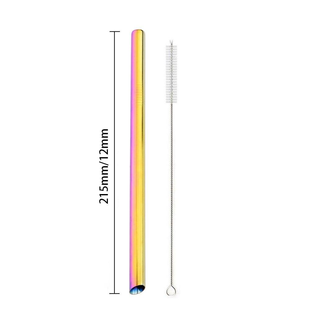 Straight Straw with Brush Tubes Reusable Metal Straw 304 Stainless Steel Drinking Straws Large 12mm Bubble Tea Milkshake Straw