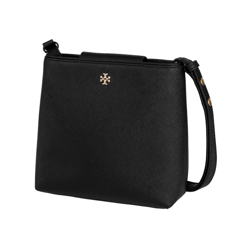 Tory Burch Кожаная сумка-ведро с магнитной застежкой и логотипом Emerson Женские сумки Черный 147938-001