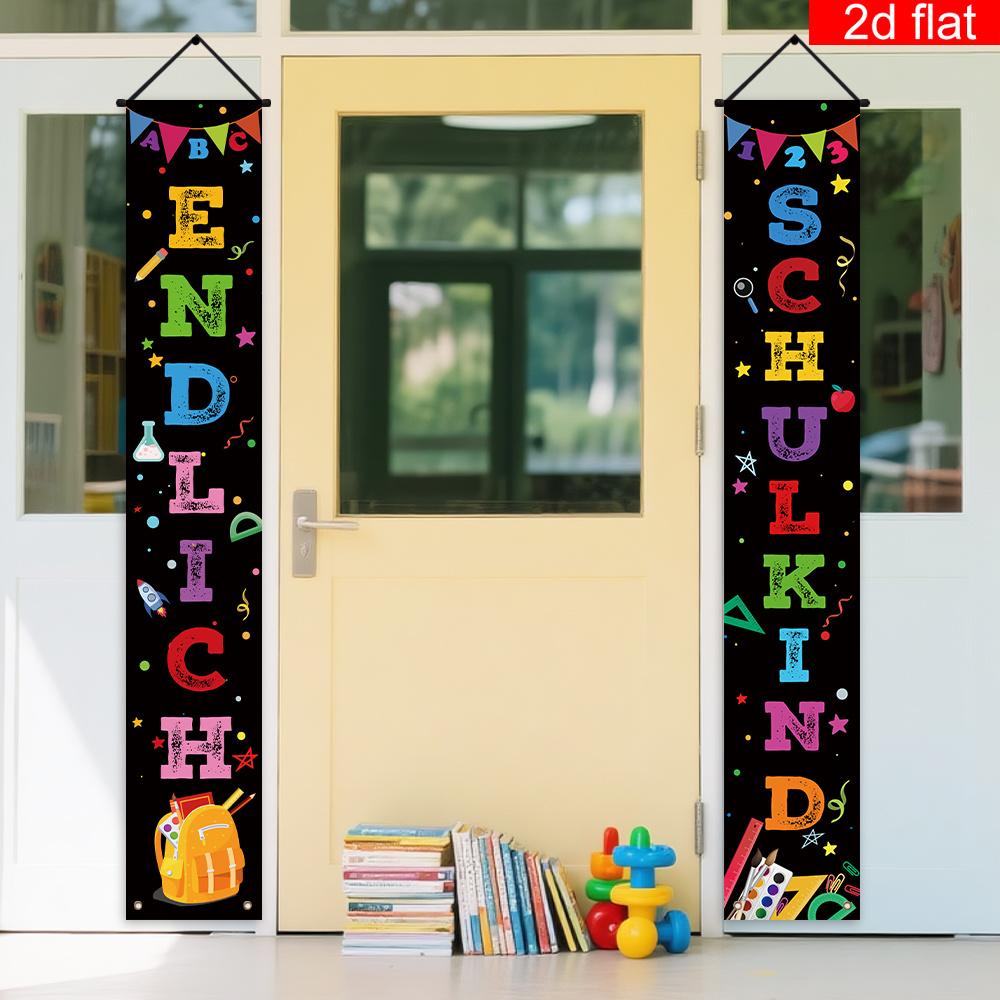 Back to School Couplet Banner Student 1 Pair Polyester Indoor Outdoor Decor
