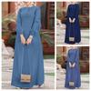 Spring Casual Loose Solid Color Elegant Long Sleeved Women's Denim Long Skirt