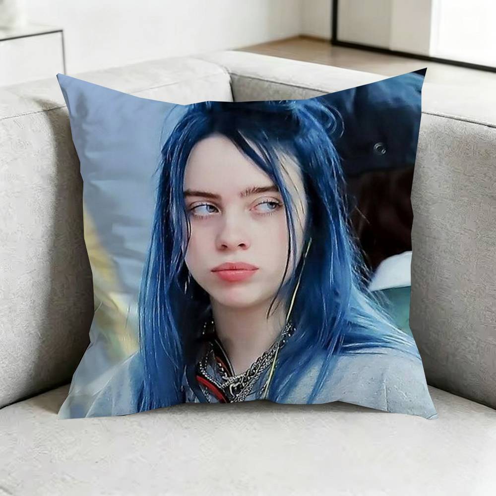 BillieE EEilish Bad Guy Pillow Case Square DoubleSided Sofa Cushion Cover Bedroom Bedside Pillow Gift