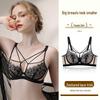 Ultra-Thin French Lace Underwire Bra: Sexy Mesh Minimizer for Larger Busts, Adjustable for Summer Comfort