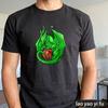 DUNGEONS DRAGONS Fantasy Green Dragon Hugging Red D20 Dice TShirt Unisexs Casual Gamer Short Sleeve Summer Cotton Shirt