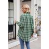 Women's Fashion Casual Spring Fall Plaid Print Long Sleeve POLO Neck Blouses & Shirts