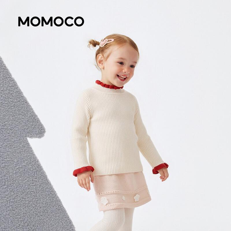 Детский вязаный свитер с цветовыми блоками и рюшами для девочек MOMOCO