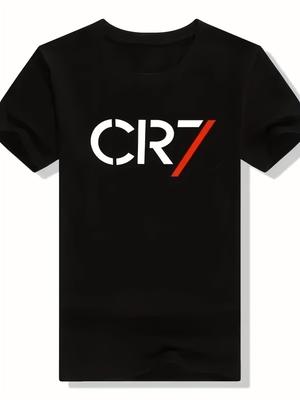 Детская футболка с коротким рукавом CR7 на все сезоны - с графическим принтом Криштиану Роналду.