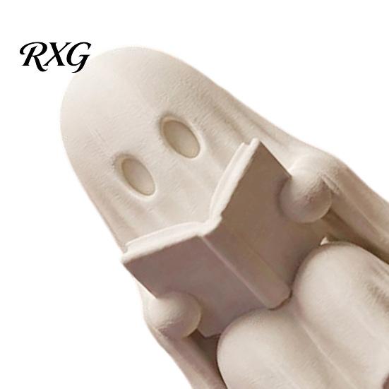 Small Ghost Statue for Edge Reading Book Halloween Decoration, 3D Printed Shelf Sitter Statue, Figurine Ornament Cute Spooky Sitting Bookshelf,