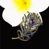 Bling Peacock Feather Brooch Pin Elegant Pearl Flower Brooch Pin Badge Women Fashion Clothes Jewelry Accessories for Women Gifts