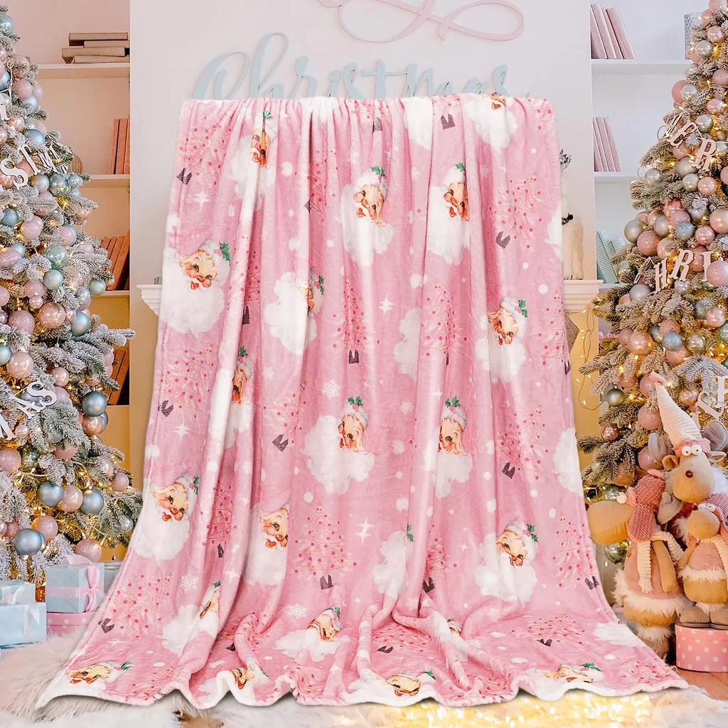 Santa Claus Blanket Christmas Theme Throw Blanket for Girls Boys Gift Super Soft Cozy Flannel Fuzzy Blanket for Couch Sofa Bed