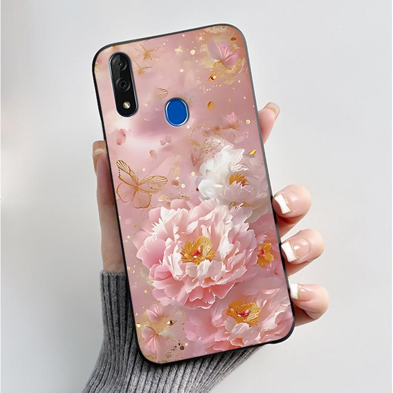 Чехол с рисунком для ZTE Blade V10 Fundas Ударопрочный Coque Capa Мягкий силиконовый Черный корпус Милый цветочный мультяшный чехол