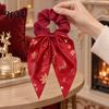 Christmas Hair Accessories for Women Scrunchies with Bows, Soft Satin Elastic Ties Women, Holiday Ponytail Holders Snowflake Elk Tree Print