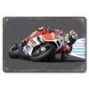 Хисун Металлическая табличка Винтажная Мотогонщик MotoGP Металлическая жестяная табличка Ретро Мотоциклетные гонки Железная живопись Настенное искусство Классический Мотоциклист Декоративная табличка f