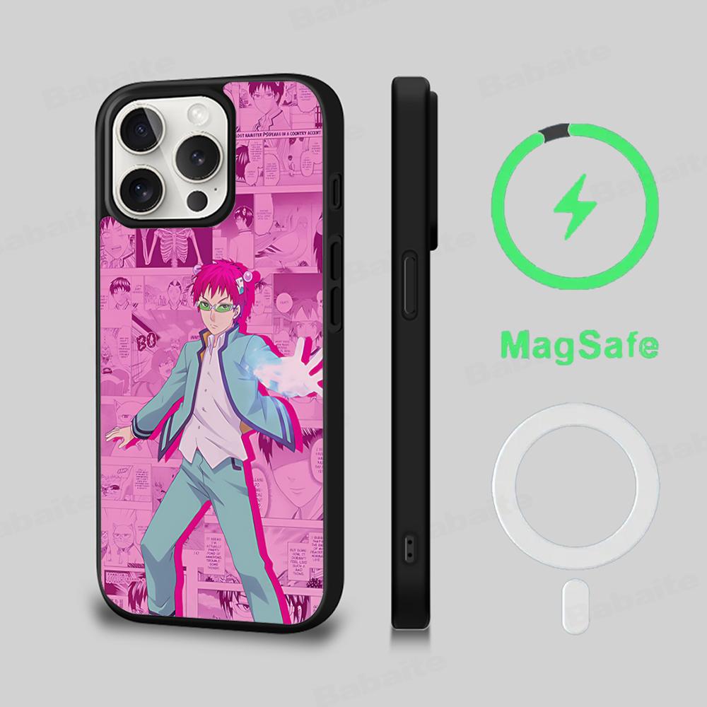 Чехол для телефона Saiki Kusuo No Psi Nan Магнитный чехол для iPhone 16 14 13 12 11 15 Pro Max Plus Для Magsafe Беспроводная зарядка Чехол