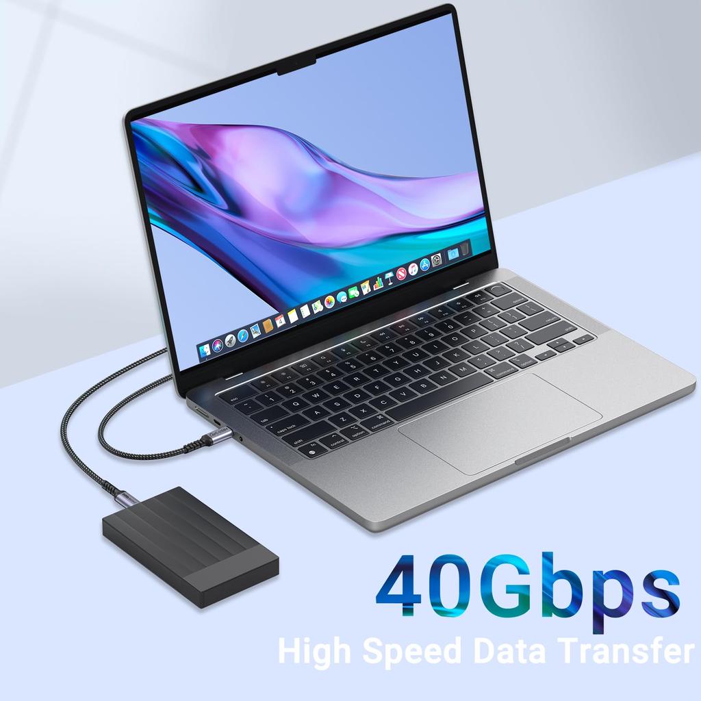 1м USB 4 SUMPK 240Вт USB C 40 Гбит/с Данные Thunderbolt Совместимый с iPhone 15 Pro Max Один 4K Дисплей Кабель, Кабель, Высокоскоростной
