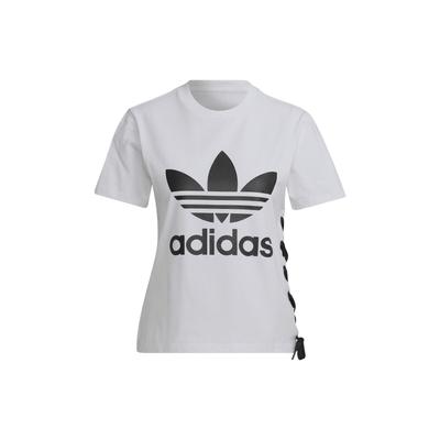 Originals Clover SS22 Футболка с логотипом и завязками по бокам с круглым вырезом и короткими рукавами, женские топы, белые HS2598