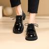 Маленькие кожаные туфли женские балетки Новые Весенне-осенние кожаные шнурованные повседневные одинарные туфли лакированные женские туфли