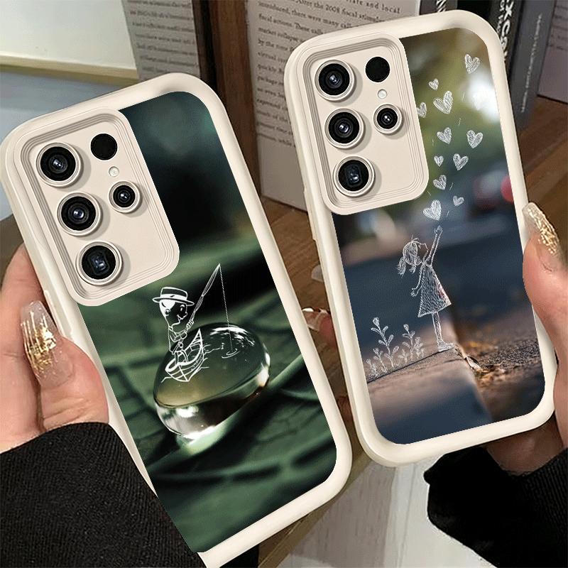 Nature Cute Child Painting Style Soft Phone Case for Samsung Galaxy S26 Ultra S25 Edge S24 S23 S22 Plus S21 S20 FE 5G Shell Sili