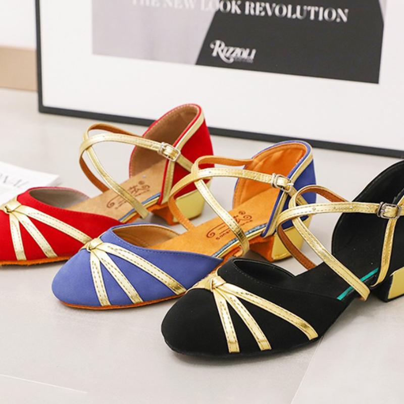 Танцевальная обувь для женщин с закрытым носком, для бальных танцев, латиноамериканских танцев, на резиновой подошве, с высоким каблуком, для девушек, для танго, сальсы