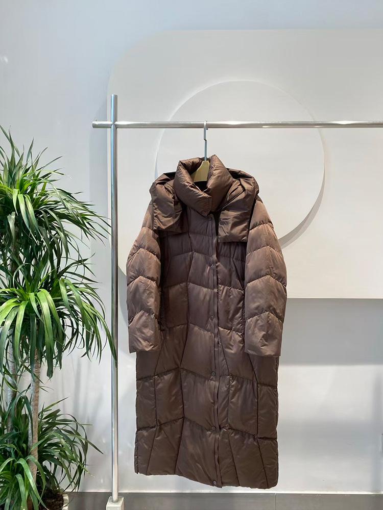 Женское модное белое пуховое пальто с капюшоном - Теплая, свободная зимняя верхняя одежда