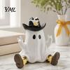 Cowboy Ghost Decor Halloween Figurine, Cute Resin Statue with Hat Creative Gift And Boots, Western Sculpture for Table Shelf Atmospheric Room