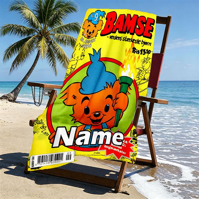 Custom Name Personalized Bamse Print Beach Towel, for Trip Camping Beach Party Home Decor, Birthday Gift for Family & Friends