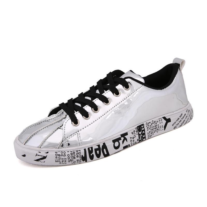 Пара мужских лакированных глянцевых кед, обувь больших размеров, женская молодежная спортивная и обувь для отдыха, тренд