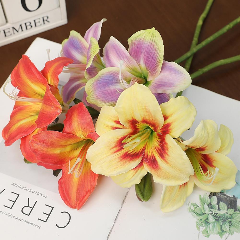 Искусственный букет из двухголовой кливии и шелковых орхидей для свадебного и домашнего декора, гибкий стебель с реалистичными лепестками