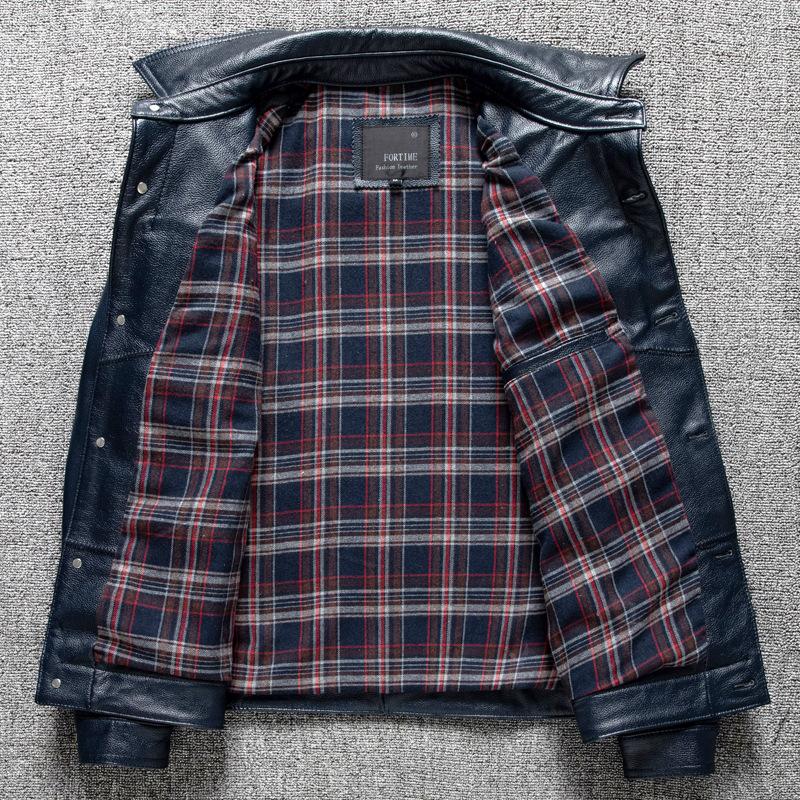 Телячья кожа верхний слой натуральная кожа лацкан короткая джинсовая кожаная куртка мужская кожаная куртка мотоциклетная куртка большого размера