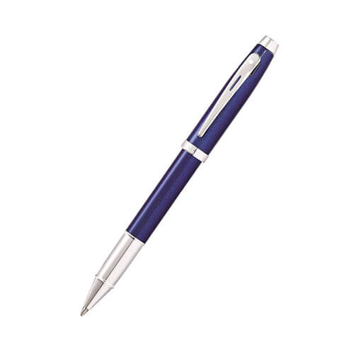 Sheaffer 100 Blue Lacquer/Chrome Plated Pen (Med Fountain)