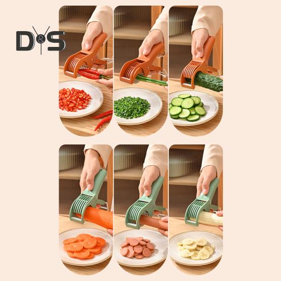 Manual Fruit Slicer Vegetable Chopper Portable Salad Maker with Peeler Multifunctional Kitchen Slicer for Radish Carrot Cucumber