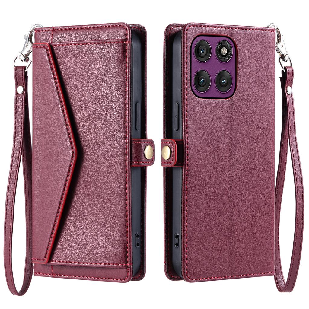 For Motorola Moto G86 5G Leather Case with Wrist Strap Wallet Stand Phone Cover