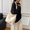 Canvas Shoulder Bag Women'S Simple Solid Color Tote Bag Class Commuting Large Capacity Messenger Bag
