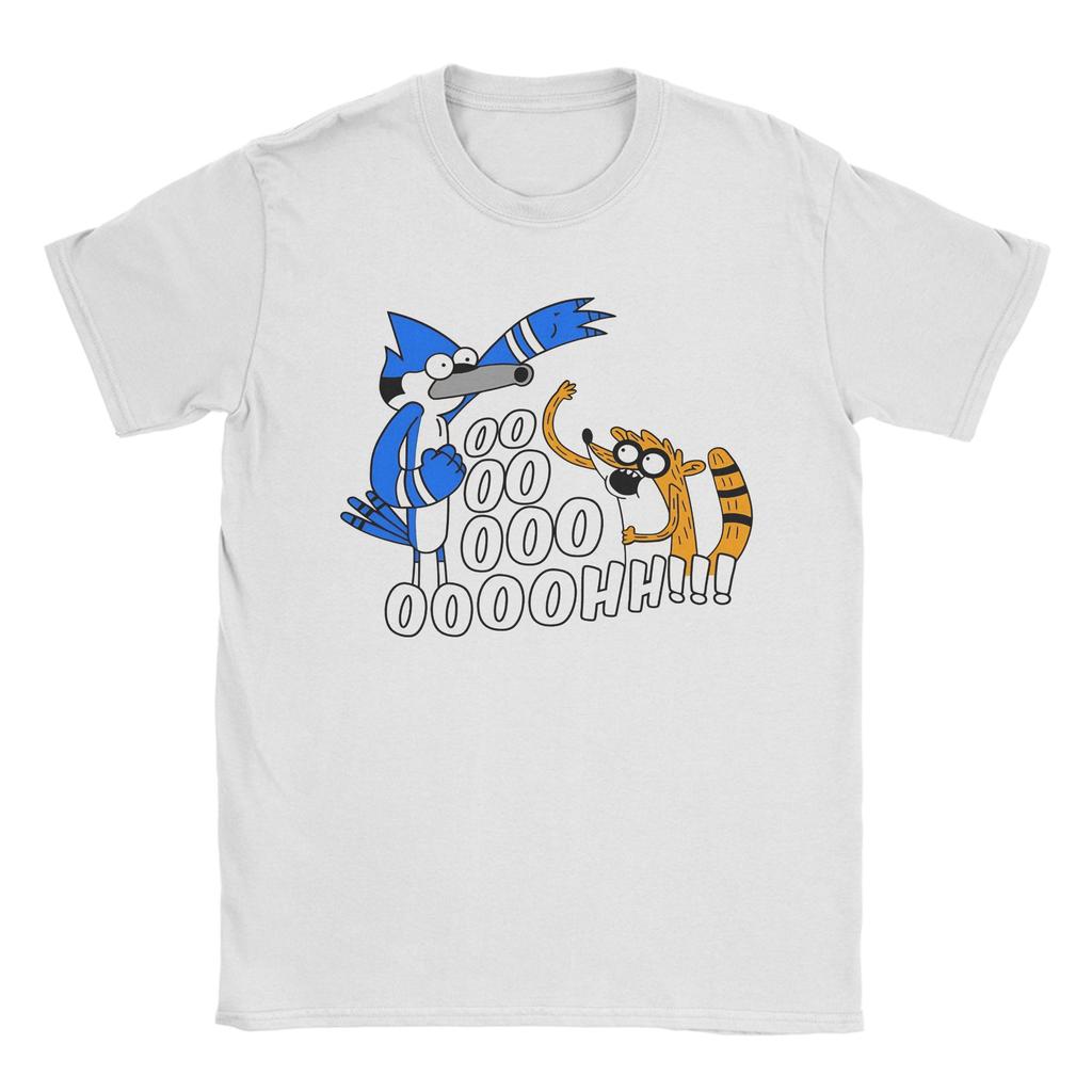 Fun Rigby and Mordecai TShirt for Men O Neck 100 Cotton T Shirts Short Sleeve Tees Printing Clothes