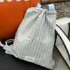 Striped Canvas Drawstring Backpack - 2025 Casual Commuter with Large Capacity & Single Shoulder Strap