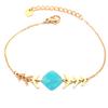 [Q1227] - Designer Steel Bracelet 'Boho' Turquoise Gold - 40x12 Mm