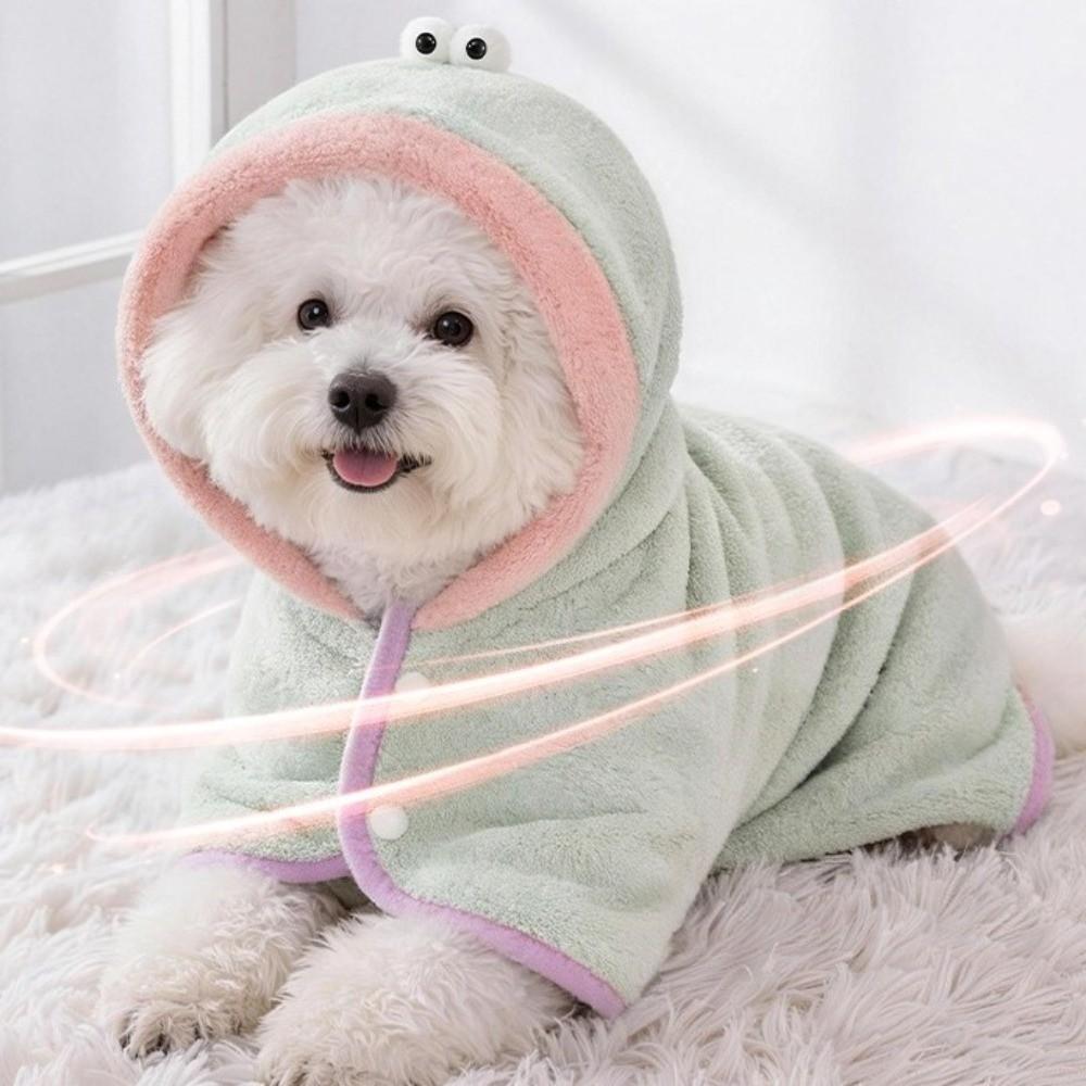 Warm Dog Hooded Bathrobe Coral Fleece Microfiber Dog Towel Rabbit Ear Design Pet Robe Swimming