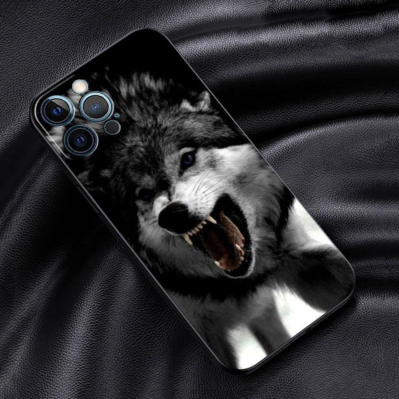 Чехол 'Волк Животное Крутой Тигр' для Apple iPhone 11 13 14 12 Pro Max 7 8 XR X 6 5 5S SE 2022 13ProMax Черный Силиконовый Чехол для Телефона