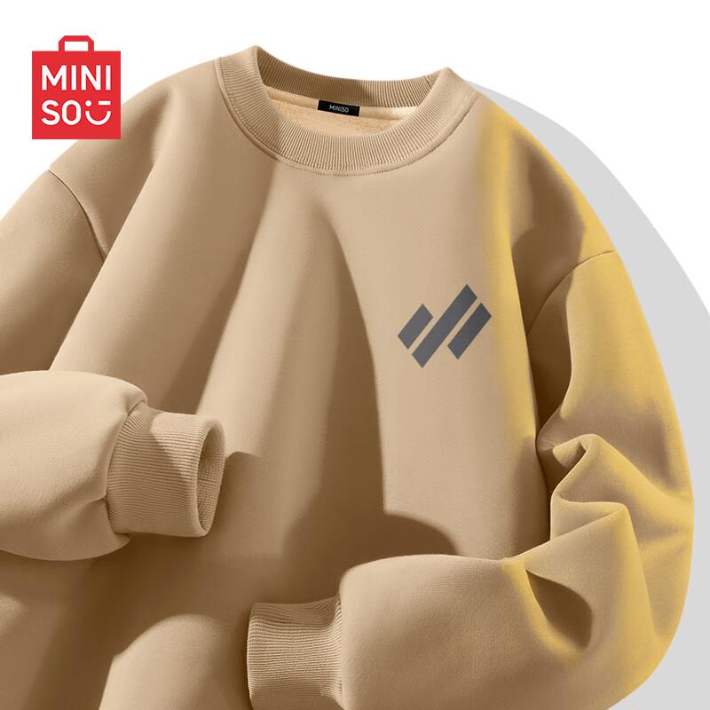 MINISO Men's Fleece-Lined Round Neck Sweatshirt