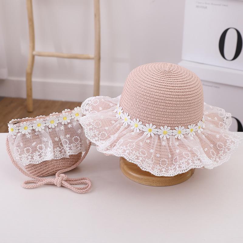 Summer Children's Sun Protection Beach Straw Hat Princess Girl's Vacation Woven Sun Hat