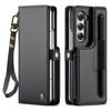 Suitable for Samsung Z Fold6 flip phone case, zfold7 card slot phone cover, foldable phone leather case