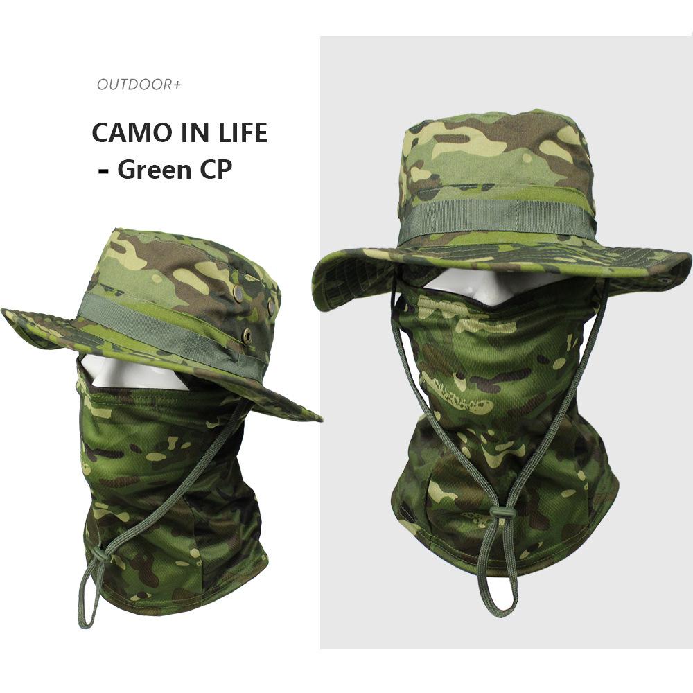 Camouflage Round Brim Hat & Balaclava Set: Sun Protection for Summer Mountain Climbing