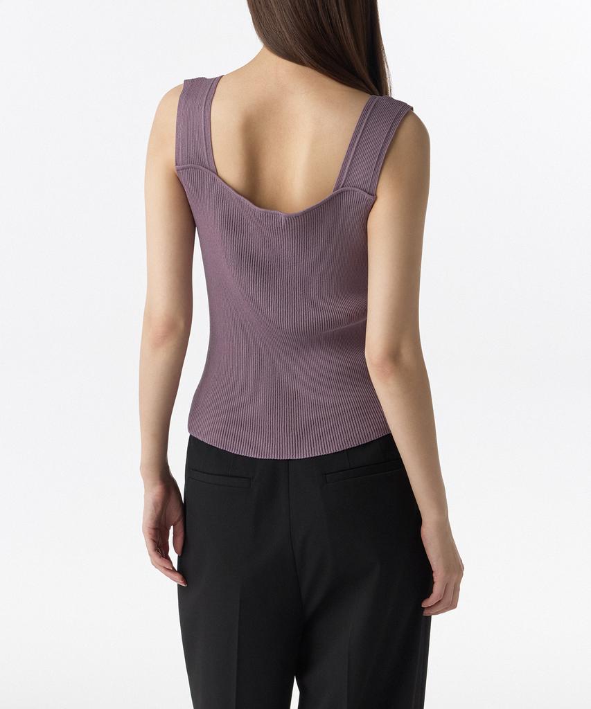 MUSINSA STANDARD WOMAN Women'S Ribbed V-Neck Knit Sleeveless Top [Purple Grey]