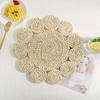 Cup Coaster Resistant Flower-shaped Hear Straw Handmade Woven Exquisite Table Cup Mats