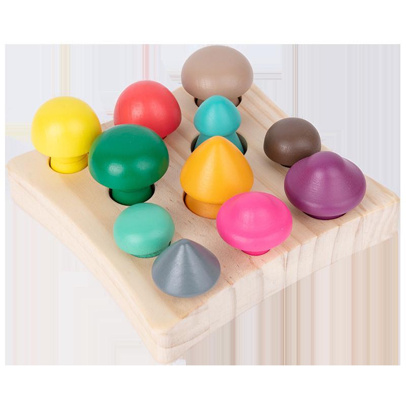 Wooden Mushrooms Toddler Learning Toy For Counting And Practice Concentration