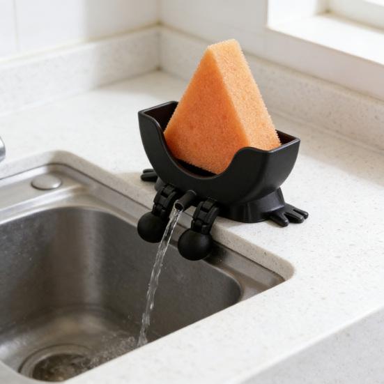 Симпатичная подвесная подставка для губки с дренажным отверстием, напечатанная на 3D-принтере, с подвесными ножками, забавная подставка для губки на кухонную раковину.
