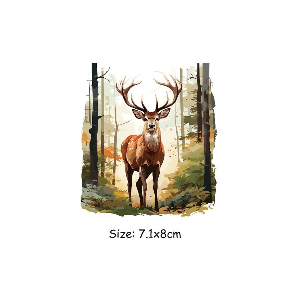 Goat In Forest Patches For Clothes Diy Bag Heat Transfer Clothes Stickers Clothing Badges Patches Iron On Decals