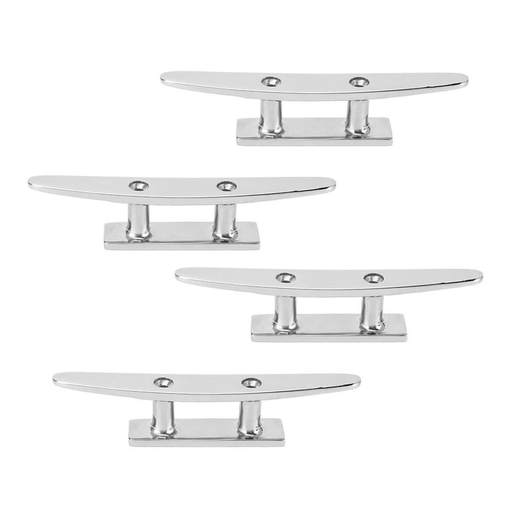 4PCS 5in Boat Cleat 316 Stainless Steel Open Base Dock Cleats High Polished Yacht Dock Mooring Cleat for Speedboat