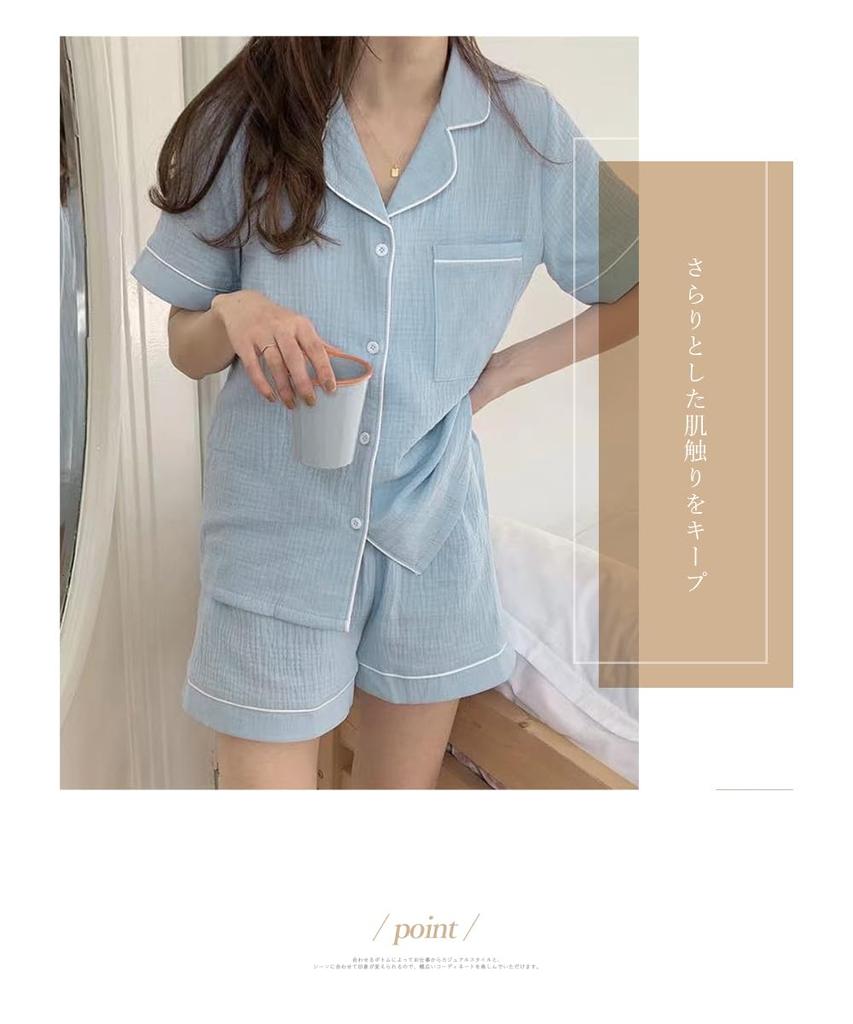 Детская пижама с коротким рукавом, топ и низ, утягивающая, большого размера [EnagmourCheripo] Женская пижама, хлопок, домашняя одежда, топ, шорты, комплект, набор, пуговицы,